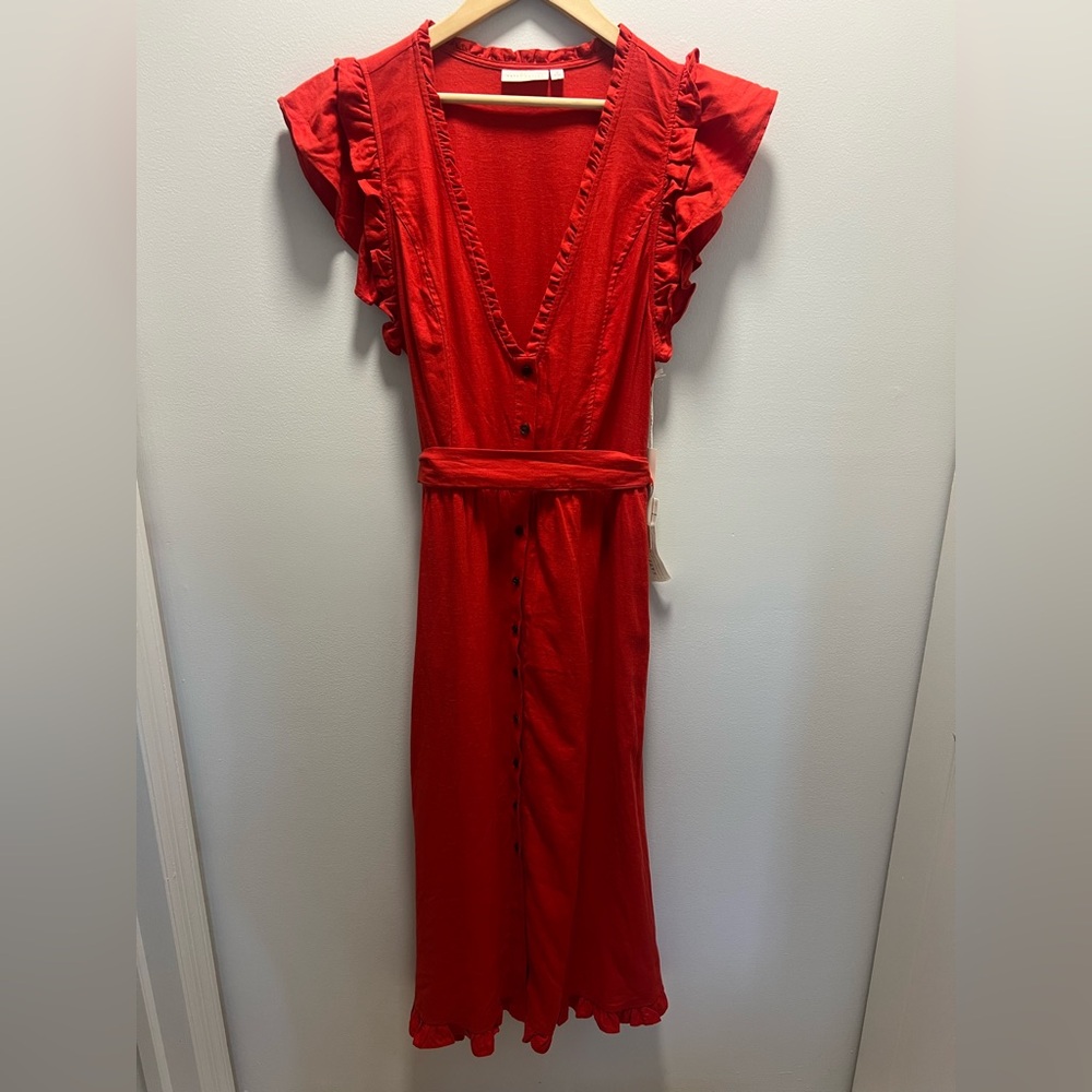 NWT Happy x Nature by Kate Hudson Women's Red Button Up Dress Size 12